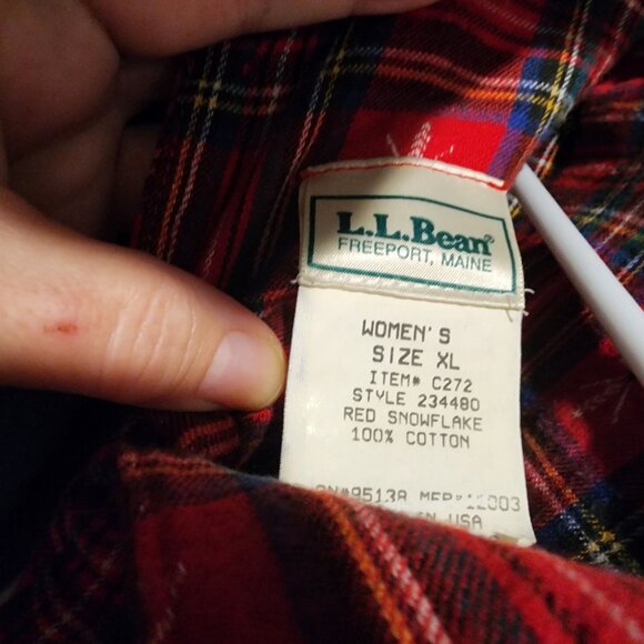 L.L. Bean Vintage Red Plaid Flannel Nightgown  Grannycore Holiday 90s - Picture 7 of 7